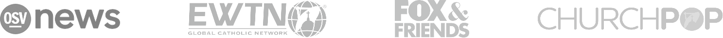 Logotipos de OSV News, EWTN, Fox and Friends y ChurchPOP