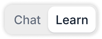 Um seletor entre Chat e Aprender com Aprender selecionado