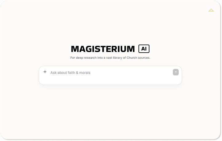 Magisterium AI preview with a research search box